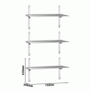 Etagères murales en inox 3 niveaux Profondeur 300 mm - 1500_2