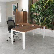 Bureau d'angle Tempo - Mobel Linea. - Blanc 9010, 160, Acacia foncé, Non_0