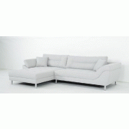 Canapé d'angle fixe gauche Tipix - Tissu Bergamo gris clair avec méridienne réversible et manchette relevable_2