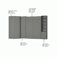 Composition lit escamotable Dynamo gris mat 140 x 200 cm - 2 colonnes rangements + angle - système ouverture assistée_2