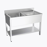 Plonge inox 2 bacs sur bâti avec étagère P 700 mm | QBG2E718 - Déstockage_2