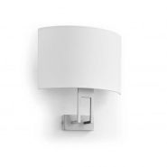 Applique moderne demi-lune en coton blanc - nickel satin - culot E27 pour ampoule LED_2