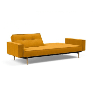 Canapé convertible Splitback Styletto avec accoudoirs - pieds fuseau chêne naturel - tissu Elegance Burned Curry - couchage 115x210cm_2