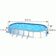 Piscine ovale acier 9,20m x 5,05m x h: 1,32m - filtration à sable - renforts apparents_2