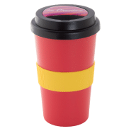 Mug thermos customisable - double parois en plastique avec couvercle bec verseur et grip en silicone - 400 ml_2