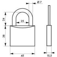 Cadenas à clé Thirard - Type 1 - 45 mm - Corps laiton monobloc et anse acier cémenté_2