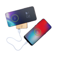 Powerbank USB en bambou et plastique de paille de blé - Batterie 5000 mAh avec chargeur sans fil intégré et 2 ports USB_2