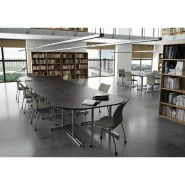 Table de réunion modulable CONFIG - fabricant MACE - plateaux ébénisterie et piétement métal avec roulettes_2