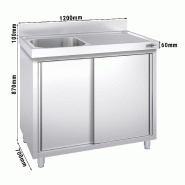 Plonge inox 1 bac et égouttoir sur placard - P 700 mm - 1200 mm bac à gauche_2