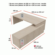 Bureau monochrome TAK avec rangement intégré - Mobel Linea - 225, Blanc, Gauche_3