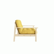 Canapé convertible futon UNWIND - Pin naturel - Coloris miel - 130 x 190 cm - Style scandinave_2