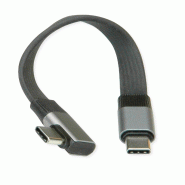 ROLINE Câble USB4 2.0 plat, C–C, M/M, un côté coudé à 90°, 8K UHD-2, 80Gbit/s, 240W, noir, 0,13 m_2