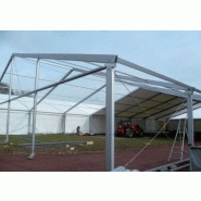 Tente de stockage fermée - structure fixe en aluminium - couverture unie - ancrage au sol avec platine - dimensions 20x25x5 m - résistance au vent 100 km/h et à la neige 4 cm/m²_2