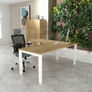 Bureau d'angle Tempo - Mobel Linea. - Blanc 9010, 160, Non, Chêne veiné_0