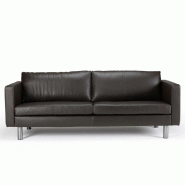 Canapé 3 places design scandinave Otto - cuir mocca de qualité Toledo - pieds en chêne - dimensions L208xH77xP84 cm_2