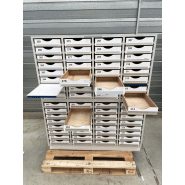 Meuble d'occasion de laboratoire avec 32 tiroirs - Référence P21091176 - sur pieds bois_2