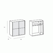 Dressing Clapton 135 cm - 2 portes coulissantes miroirs - Structure chêne avec penderies et rangements_2