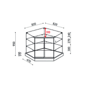 Vitrine d'exposition en verre trempé sécurisé - modèle d'angle noir - Réf : 222103 - 2 étagères fixes et 3 niveaux_2