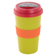 Mug thermos customisable - double parois en plastique - 400 ml - avec couvercle bec verseur et grip en silicone_2