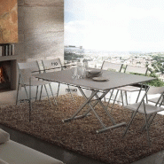 Table basse relevable extensible - Lift Wood gris béton 110 x 70 cm - plateau allonge intégré et hauteur ajustable_2