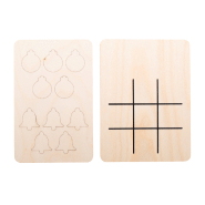 Jeu de morpions de Noël en contreplaqué de bouleau - boule de sapin et cloche - 10 jetons et plateau de jeu_2