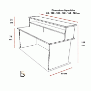 Bureau d'accueil Tono - Mobel Linea. - 80, Alu, Acacia clair_2