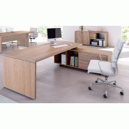 Bureau individuel pied panneau sur console So Flora - Frêne Noir, 195 x 170 cm_2