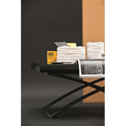Table basse relevable extensible Dakota - Verre trempé noir - Piétement cintré en métal noir opaque_2