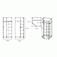 Armoire d'angle dressing Loft - blanc mat et gris béton - 1 porte - 100 x 100 cm_2