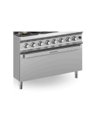 Fourneau 6 feux gaz sur grand four gaz MBM - GN 2/1 - 64 kW - Acier inoxydable_2