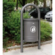 Corbeille publique Vercors 40 L - seau intérieur en tôle électrozinguée avec anses - courbes élégantes_2