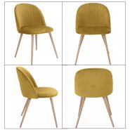 Chaise de restaurant en velours - structure métallique imitation bois - vendue par lot de 4 unités_2