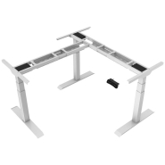Bureau d'angle assis debout électrique réglable en hauteur de 65 - 128 cm - Naturel chêne_2