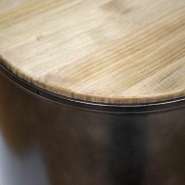 Smcb4650ev18 - Table basse fut industriel en fer laqué noir et pin massif - Diamètre 46,5 cm, hauteur 50 cm_2