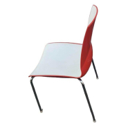 Chaise design rouge/orange d'occasion - Idéale pour salon, salle d'attente, salle à manger, bureau - Excellent état_2