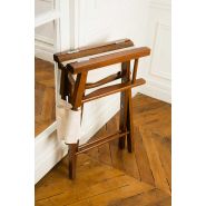 Régisseur - Chaise pliante en bois - Hêtre première qualité - Lasure Noyer - Assise et dossier coton écru_2