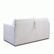 Canapé convertible express UTOPIA - 140 cm - Matelas Memory 20 cm - Velours blanc nacré - Finition matelassée_2