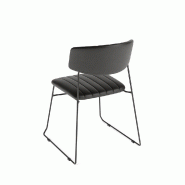 Mundo - Chaise empilable en simili cuir noir_2