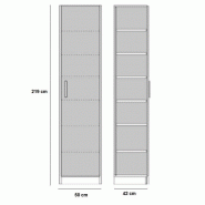 Armoire de rangement style industriel 1 porte KEY - bi-ton chêne noir mat 50 x 42 cm - 6 étagères et ferrures décoratives_2