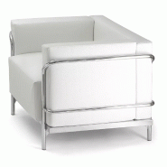 Canapé d'accueil en cuir noir ou blanc 1 place So Teramo - L10_2