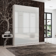 Lit escamotable Studio - Façade blanc brillant - Couchage 140x200 cm - Ouverture assistée et pieds automatiques_2