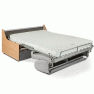 Canapé-lit compact 3 places Normann 140 cm - Matelas 16 cm - Ouverture express - Accoudoirs bois - Tweed gris silver_2