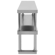 Vidaxl étagère de table de travail 2 niveaux 120x30x65 cm inox 51193_2