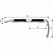 Nez de marche intérieur isba type b11 alu naturel bande noire en 3000 mm adhésif