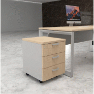 Caisson mobile 3 tiroirs classiques bicolore - MobelLinea - Gris aluminium, Chêne moyen_2