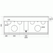 Fourneau wok 6 bruleurs l 2250 (2xø290) avec rideau d'eau asia ii cr  BERTRAND - super jet_2