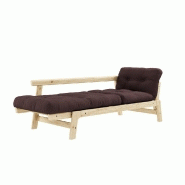 Banquette convertible futon STEP en pin massif - Coloris marron - Couchage 70x200 cm_2