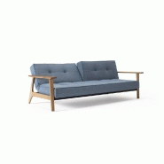 INNOVATION LIVING - Canapé-lit convertible SPLITBACK FREJ 115x200 cm - Piètement chêne - Tissu Mixed Dance Blue_2