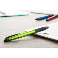Stylo bille 3 couleurs stylet - plastique - encres noire, bleue et rouge - couleur vert citron_2
