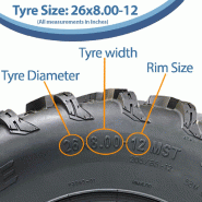 26x8.00-12 (205/85-12) 6ply ATV Tyre P3080 OBOR Pinacle 58M E-Marked Road Legal_2